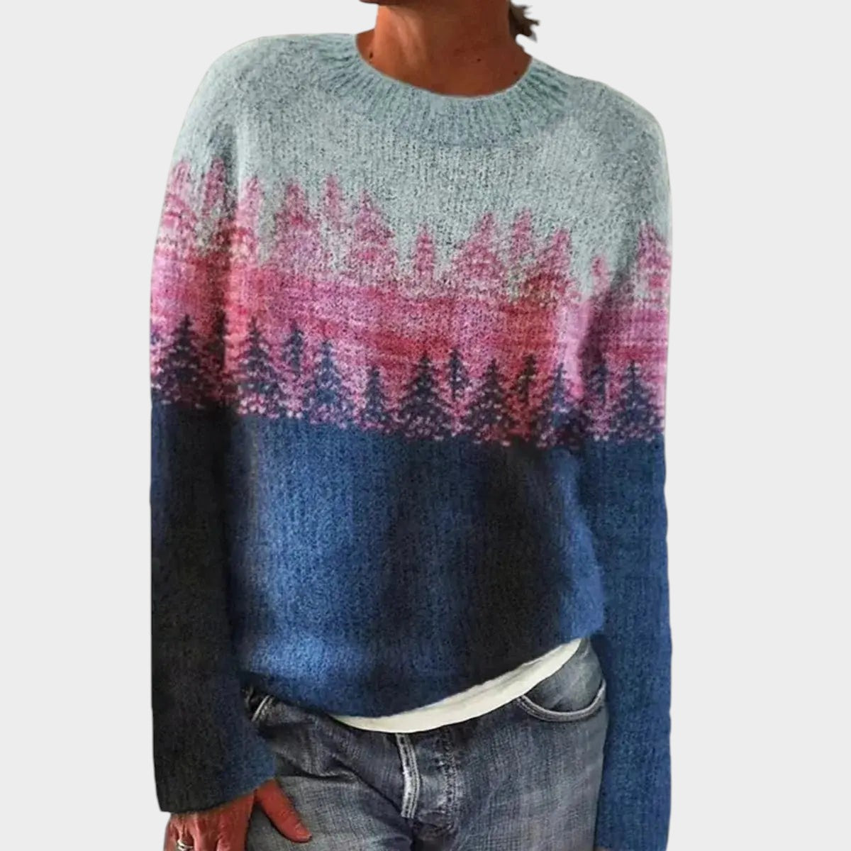 Olivia | Women's Nordic Jumper Boat Neck Relaxed Fit Multicolour