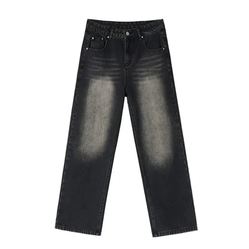 Jeans de pierna ancha lavados estilo coreano